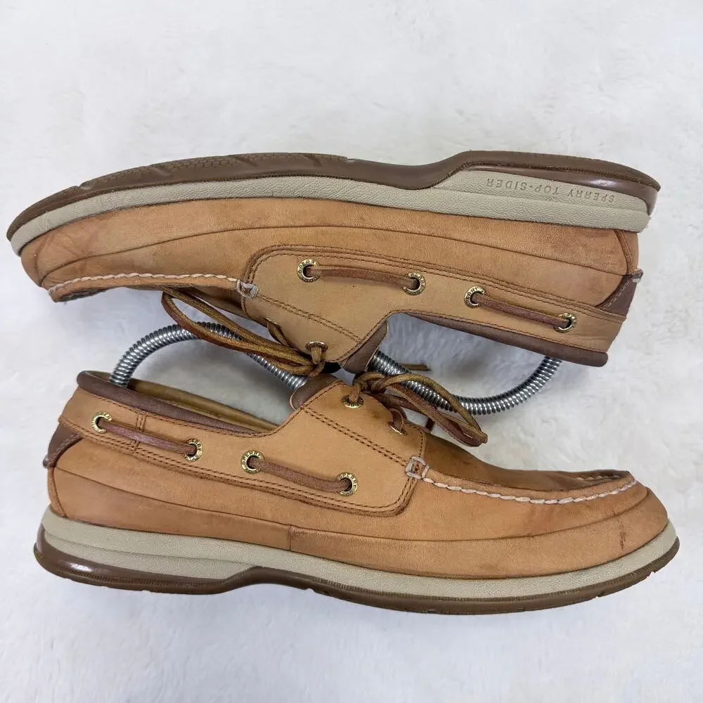 Sperry Top-Sider Men’s Billfish 3-Eye Tan Leather Boat Shoes Size 10
